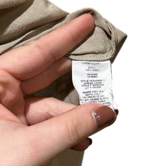 Theory Hekanina Front Tie Linen Weave Button Down Shirt top - Picture 4 of 4